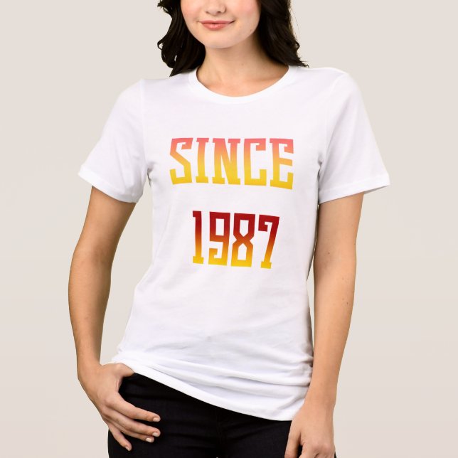 Since 1987 Retro Year Typography Celebration 🎉 Tri-Blend Shirt (Front)