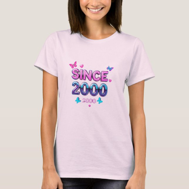 SINCE 2000 – Y2K Retro Aesthetic Typography Design T-Shirt (Front)
