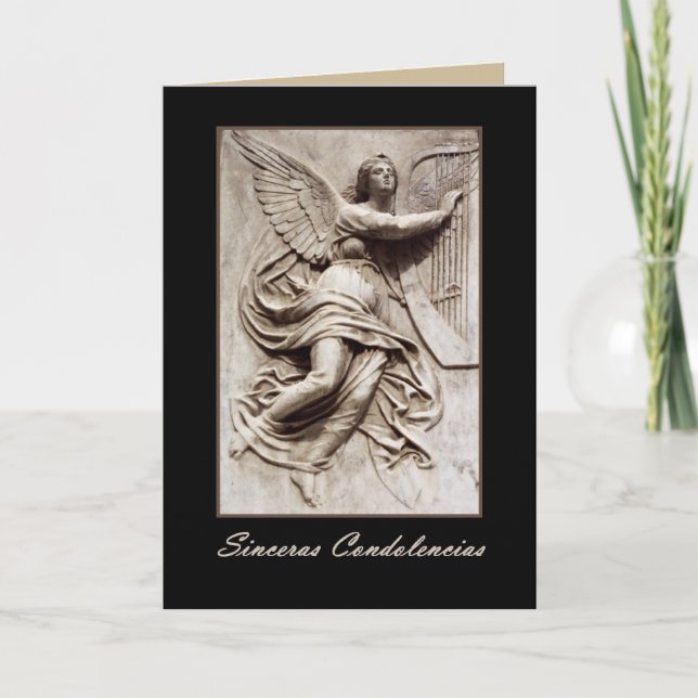 Sinceras Condolencias ANGEL Spanish Sympathy Card (Front)