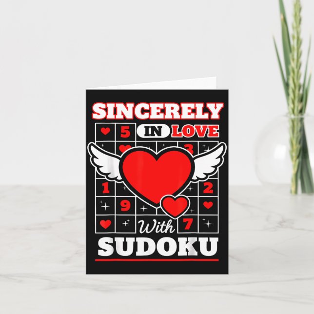 Sincerely In Love With Sudoku Cute Valentines  Card (Front)