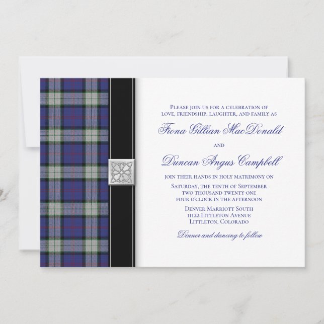 Sinclair Dress Tartan Wedding Invitation (Front)