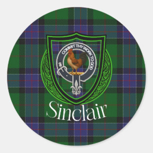Sinclair Scottish Clan Tartan & Crest Classic Round Sticker