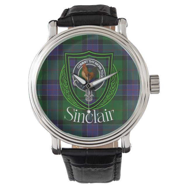 Sinclair Scottish Clan Tartan & Crest Watch (Front)