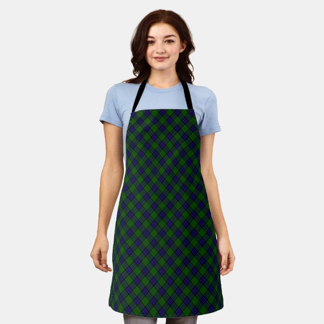 Sinclair tartan blue green plaid apron (Worn)