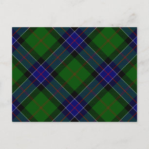 Sinclair tartan blue green plaid postcard