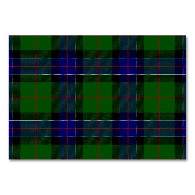 Sinclair tartan blue green plaid table number (Front)