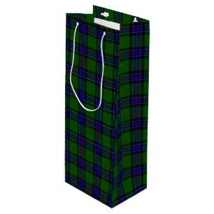 Sinclair tartan blue green plaid wine gift bag