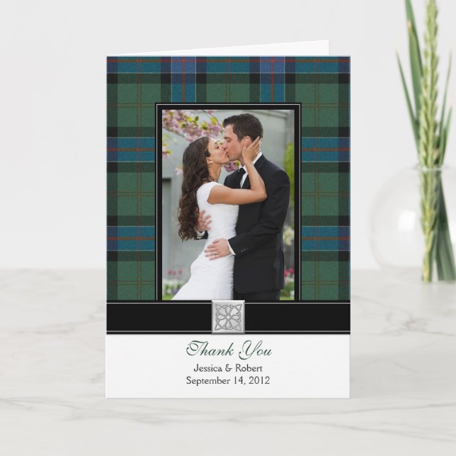 Sinclair Tartan Photo Wedding Thank You Card (Front)