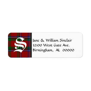 Sinclair Tartan Plaid Monogram Address Labels