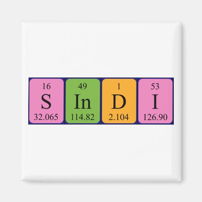 Sindi periodic table name magnet (Front)