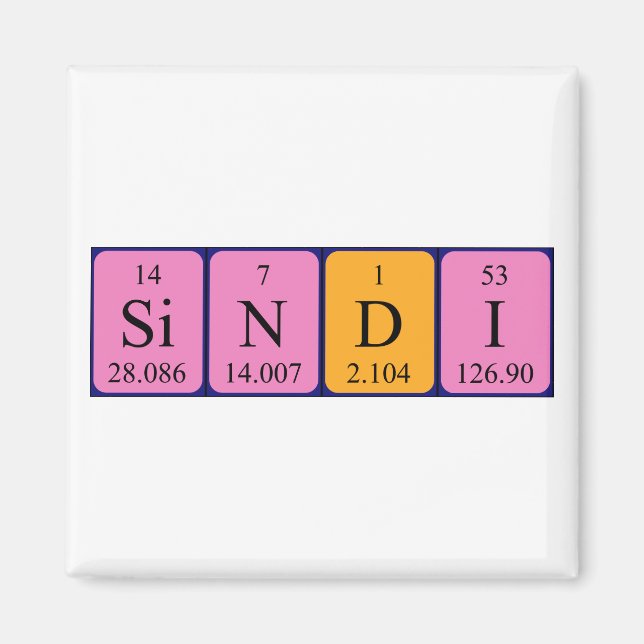 Sindi periodic table name magnet (Front)