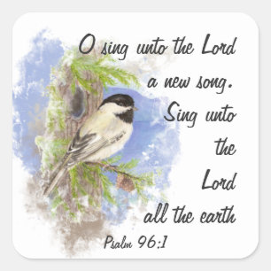 Sing a New Song to the Lord, Scripture & Birds Square Sticker