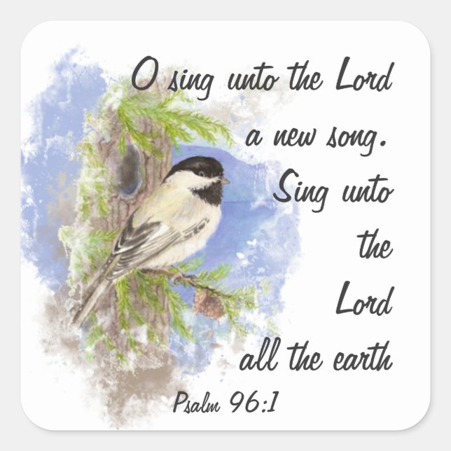 Sing a New Song to the Lord, Scripture & Birds Square Sticker (Front)