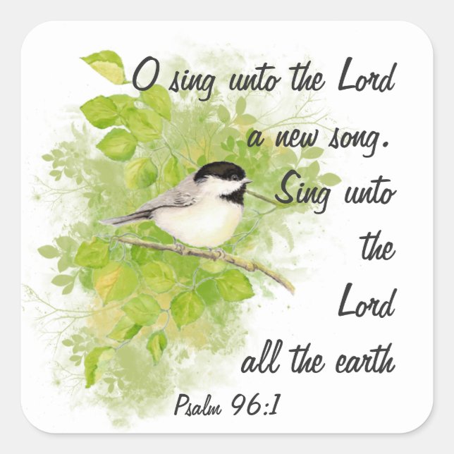 Sing a New Song to the Lord, Scripture & Birds Square Sticker (Front)