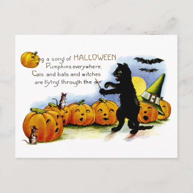 Sing a Song of Halloween Postcard (Front)
