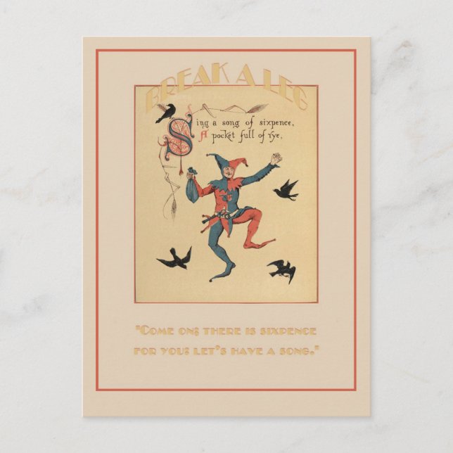 Sing a Song of Sixpence Good Luck Postcard (Front)