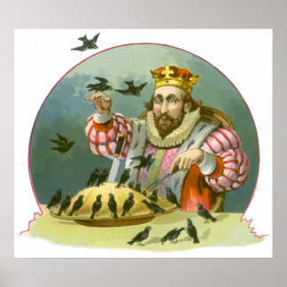 Sing a Song of Sixpence, Vintage Nursery Rhyme Poster