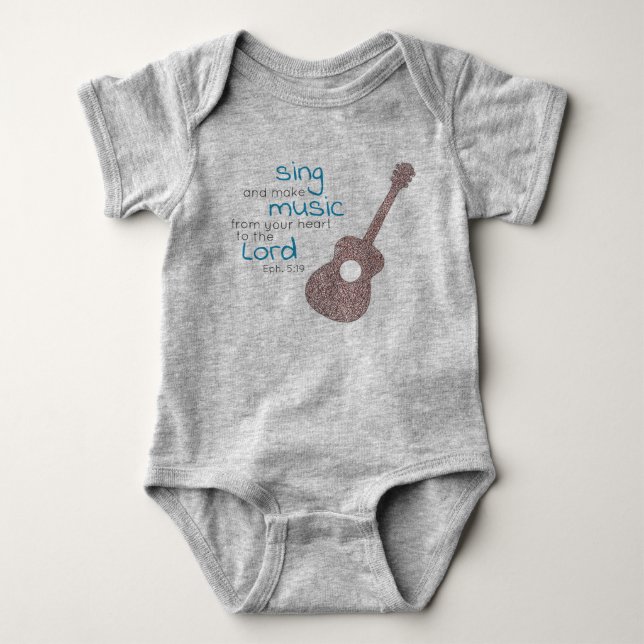 "Sing And Make Music..." Guitar  Baby Bodysuit (Front)