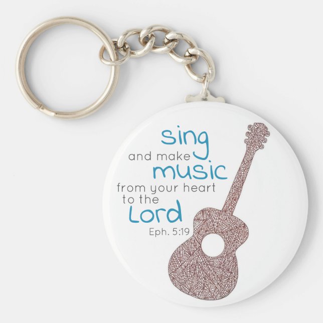 "Sing And Make Music..." Guitar Keychain (Front)