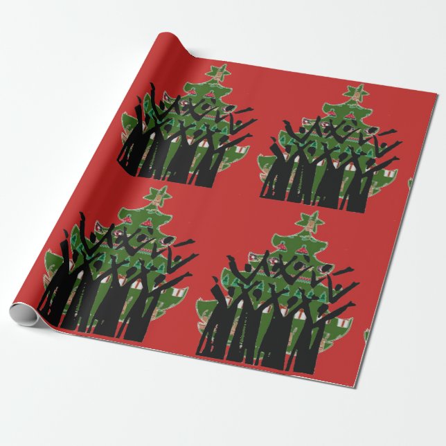 Sing Christmas Music Carol Singers Gospel Choir Wrapping Paper (Unrolled)