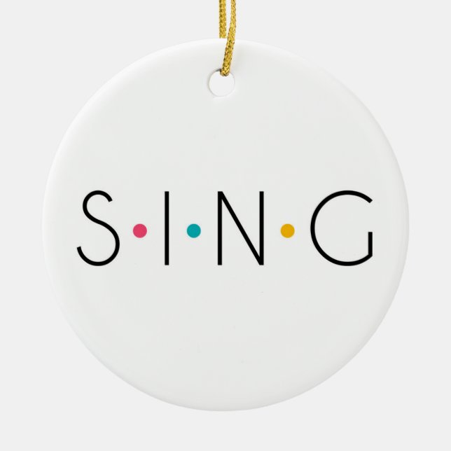 Sing Coloured Dots Singer Ceramic Tree Decoration (Front)