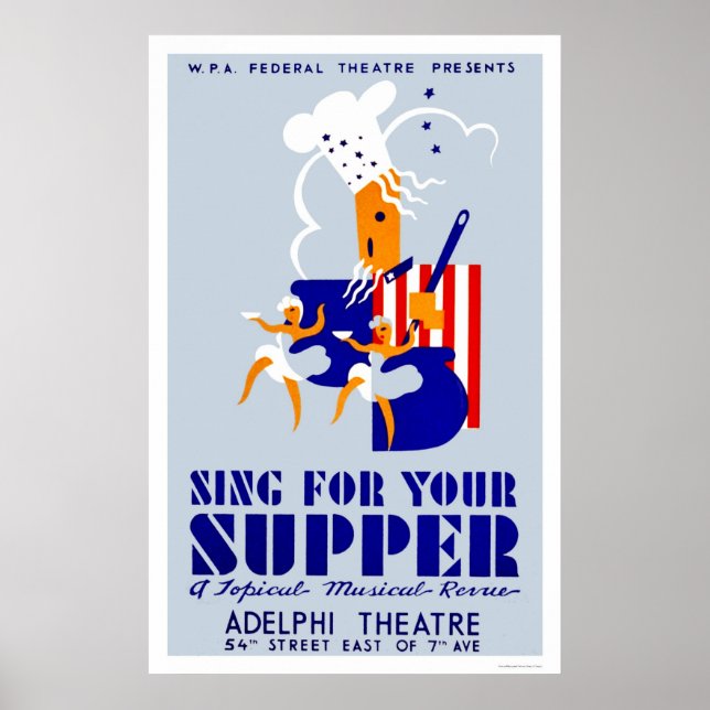 Sing For Supper Musical 1939 WPA Poster (Front)