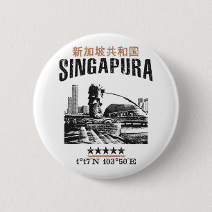 Singapore 6 Cm Round Badge
