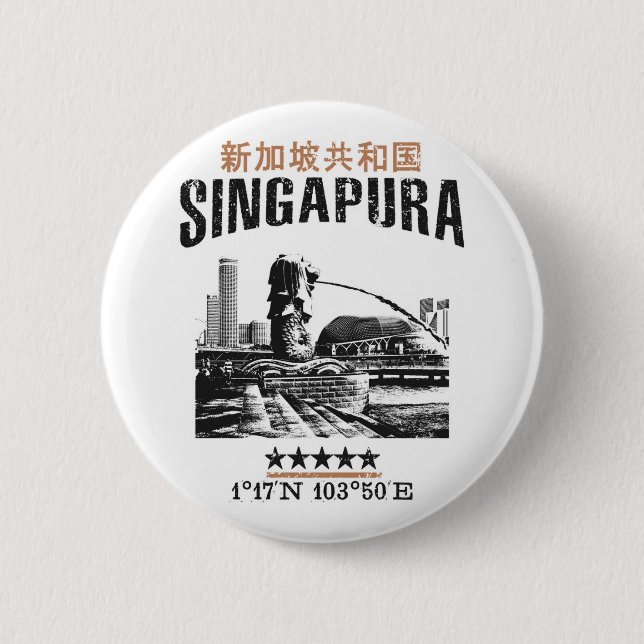 Singapore 6 Cm Round Badge (Front)