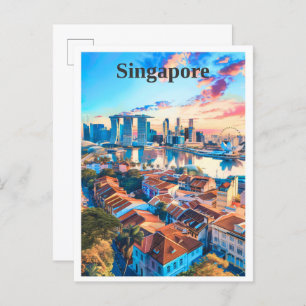 Singapore Art Vintage Travel Postcard