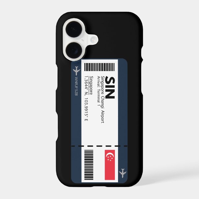 Singapore Boarding Pass - Airport Ticket iPhone Case (Back)