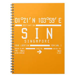 Singapore Changi Airport Letter Code Spiral Notebook