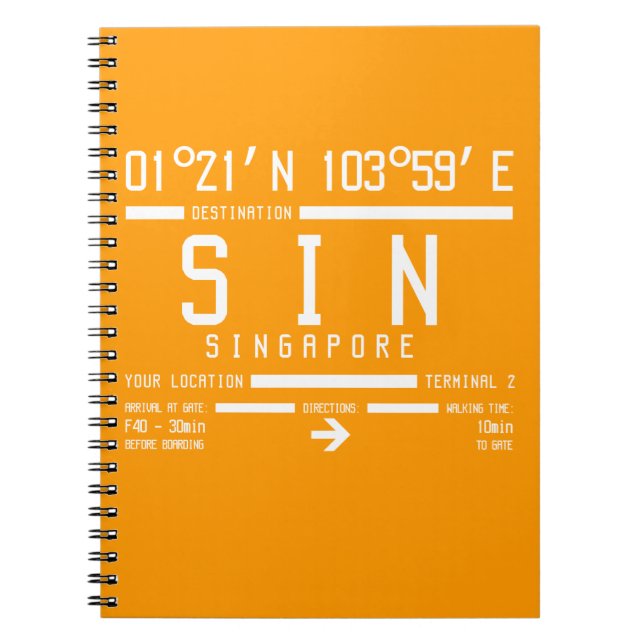 Singapore Changi Airport Letter Code Spiral Notebook (Front)