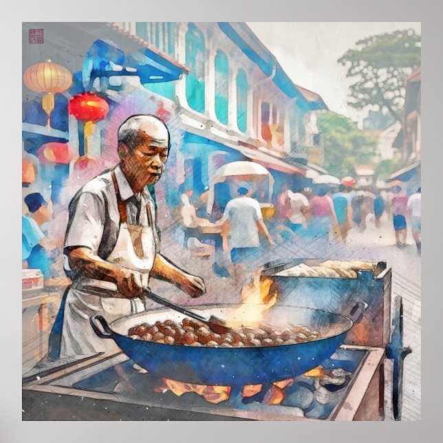 Singapore Chestnut Hawker - Large Archival Print (Front)