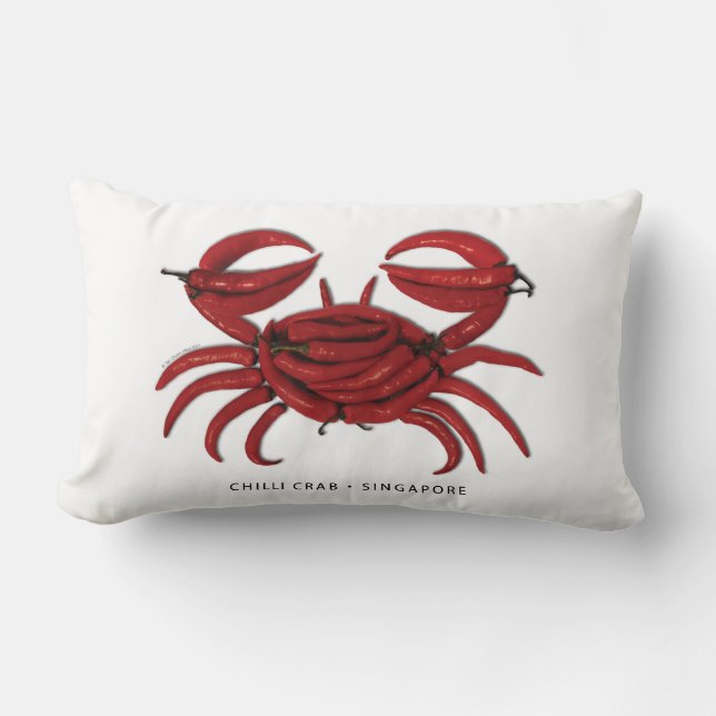 Singapore "Chilli Crab" Lumbar Support Throw Pillo Cushion (Front)