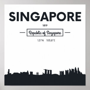 Singapore, China   City Coordinates Poster