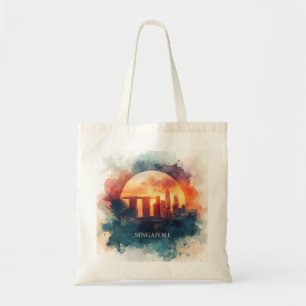 Singapore city retro Skyline Tote Bag
