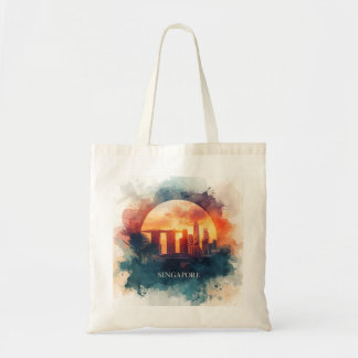 Singapore city retro Skyline Tote Bag