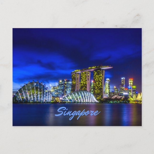 Singapore City Skyline At Night Postcard (Front)