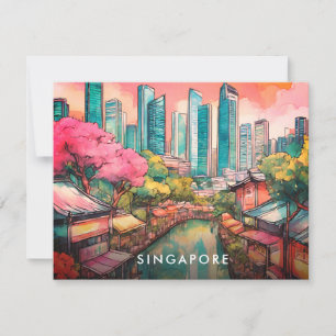 Singapore City View Colorful Holiday Card