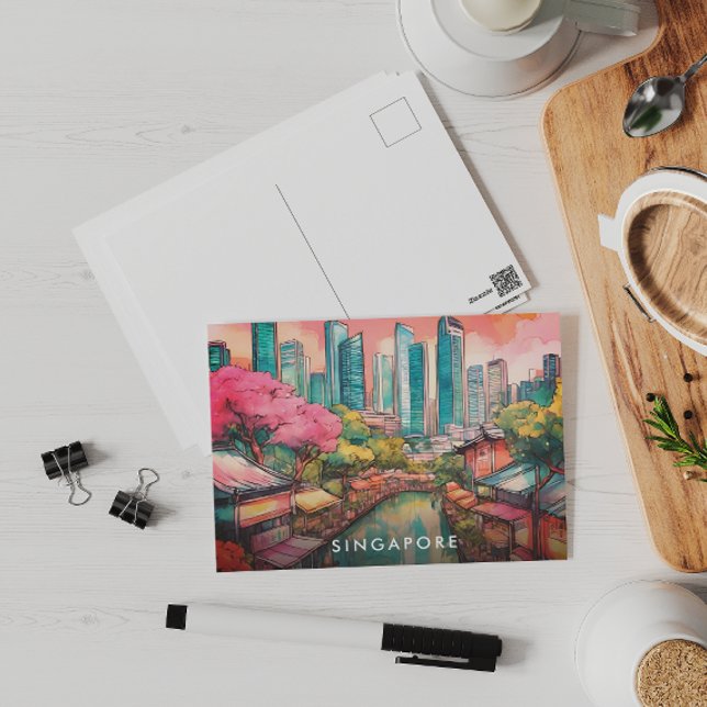 Singapore City View Colorful  Holiday Postcard (Creator Uploaded)