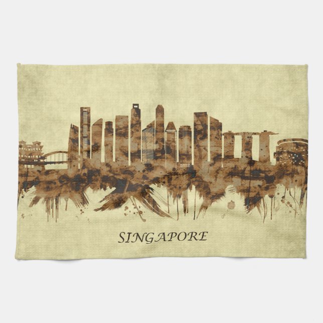 Singapore Cityscape Tea Towel (Horizontal)