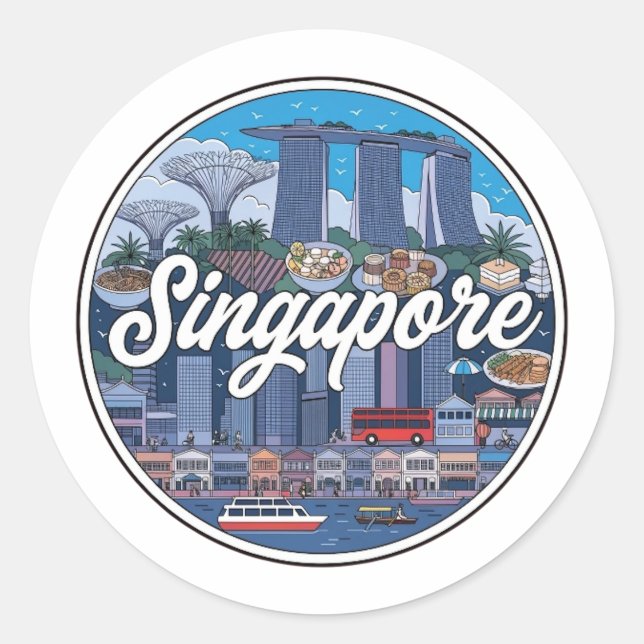 SINGAPORE CLASSIC ROUND STICKER (Front)