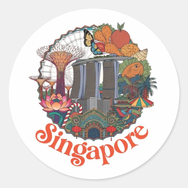 SINGAPORE CLASSIC ROUND STICKER (Front)