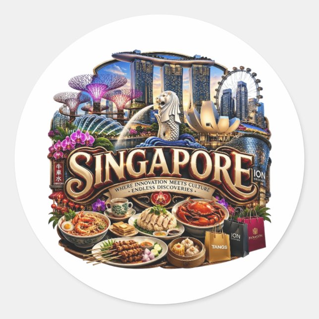 SINGAPORE CLASSIC ROUND STICKER (Front)