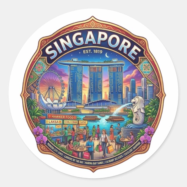 SINGAPORE CLASSIC ROUND STICKER (Front)