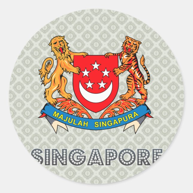 Singapore Coat of Arms Classic Round Sticker (Front)