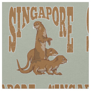 Singapore Cute Sea Otter family Fabric