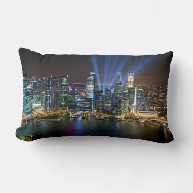 Singapore Downtown Lightshow Lumbar Cushion (Front)