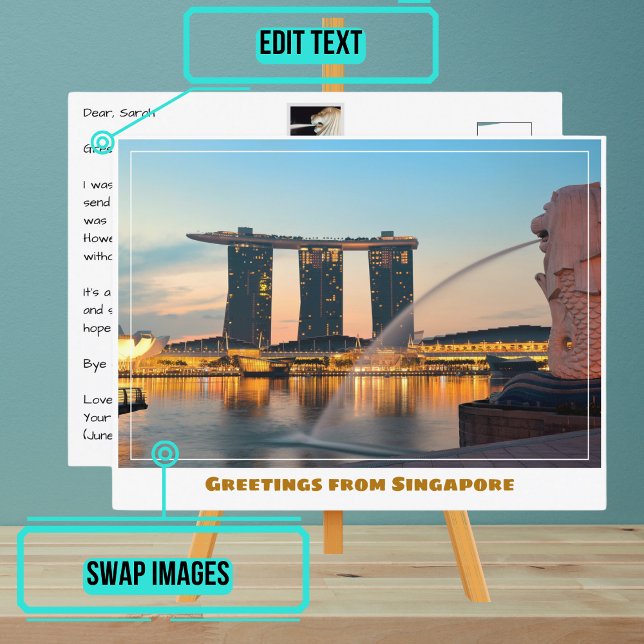 Singapore Featuring City & Marina Bay Sands Modern Postcard (Please enjoy our postcard and see the others in the collection.)