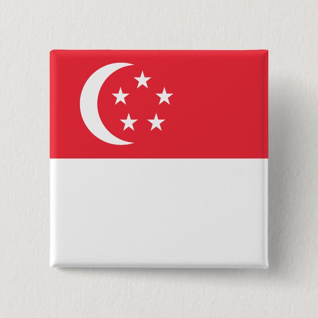 Singapore Flag 15 Cm Square Badge (Front)
